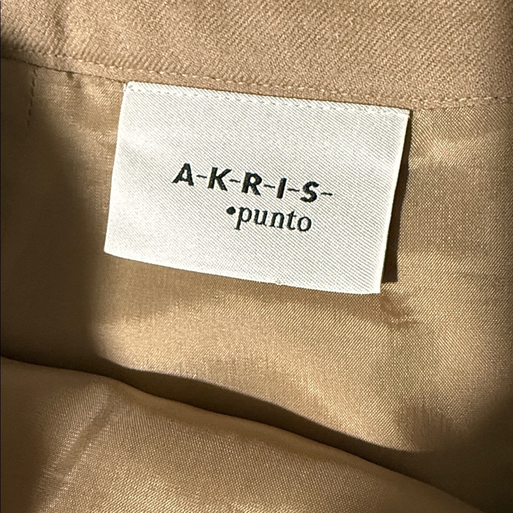 Akris Punto Beige 100% Wool Pleated A-Line Skirt Zip Pockets Size 8 - Picture 7 of 10